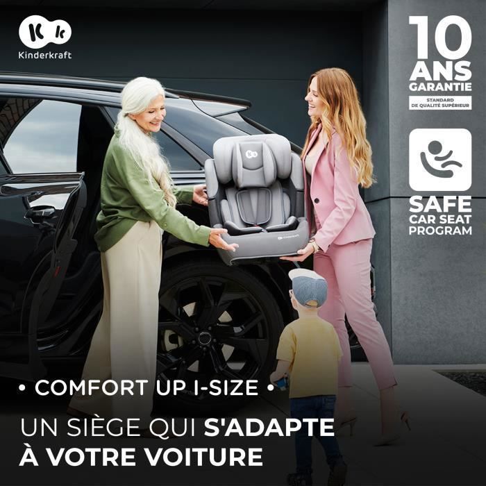 Kinderkraft COMFORT UP I-SIZE Autositz, 76–150 cm, 15 Monate bis 12 Jahre, verstellbare Kopfstütze, einfache Installation, Grün