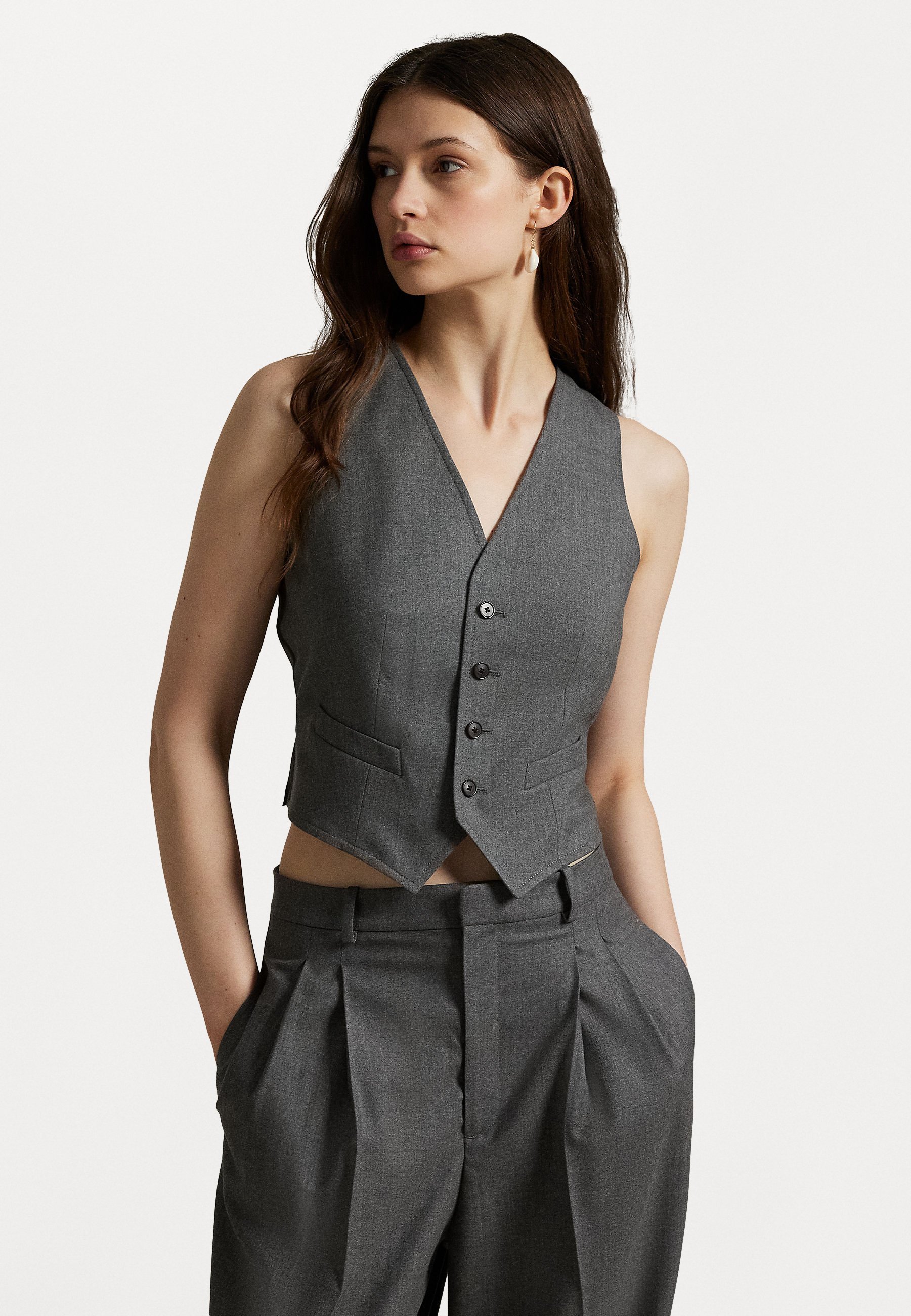 Polo Ralph Lauren wollen vest met knopen - Gilet - grijs