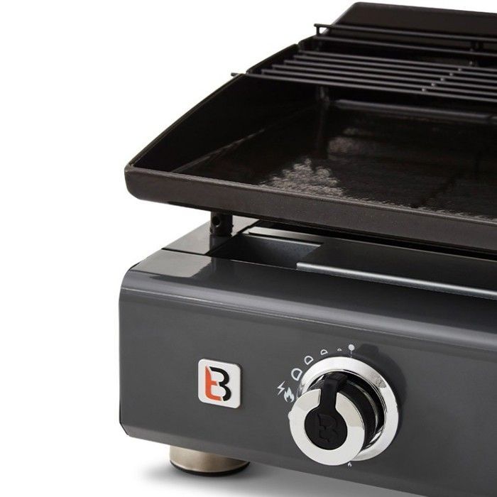 Plancha gaz Silvia IIG Gun Metal 4 feux – BRASERO BY FAVEX – 10 kW – Plaque acier émaillé – Surface 84 x 34 cm - Jusqu'à 12 convives