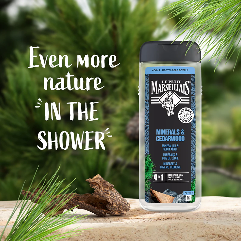 Le Petit Marseillais Minerals & Cedarwood gel de banho 4 em 1