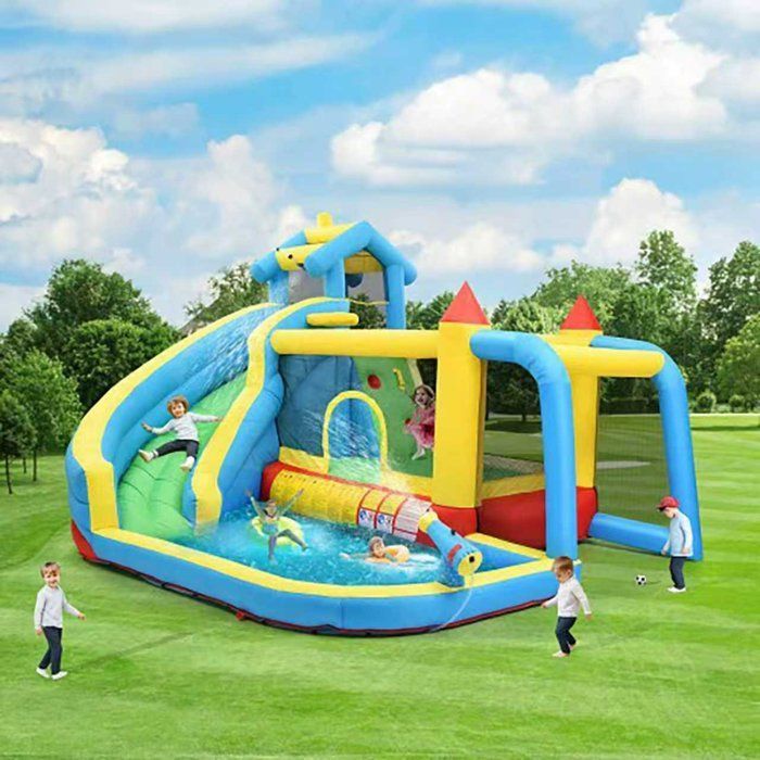 Castelo inflável - YULINLAND - Castelo inflável 5 em 1 - Oxford PVC - Para uso seco ou molhado - 364x315x239 cm
