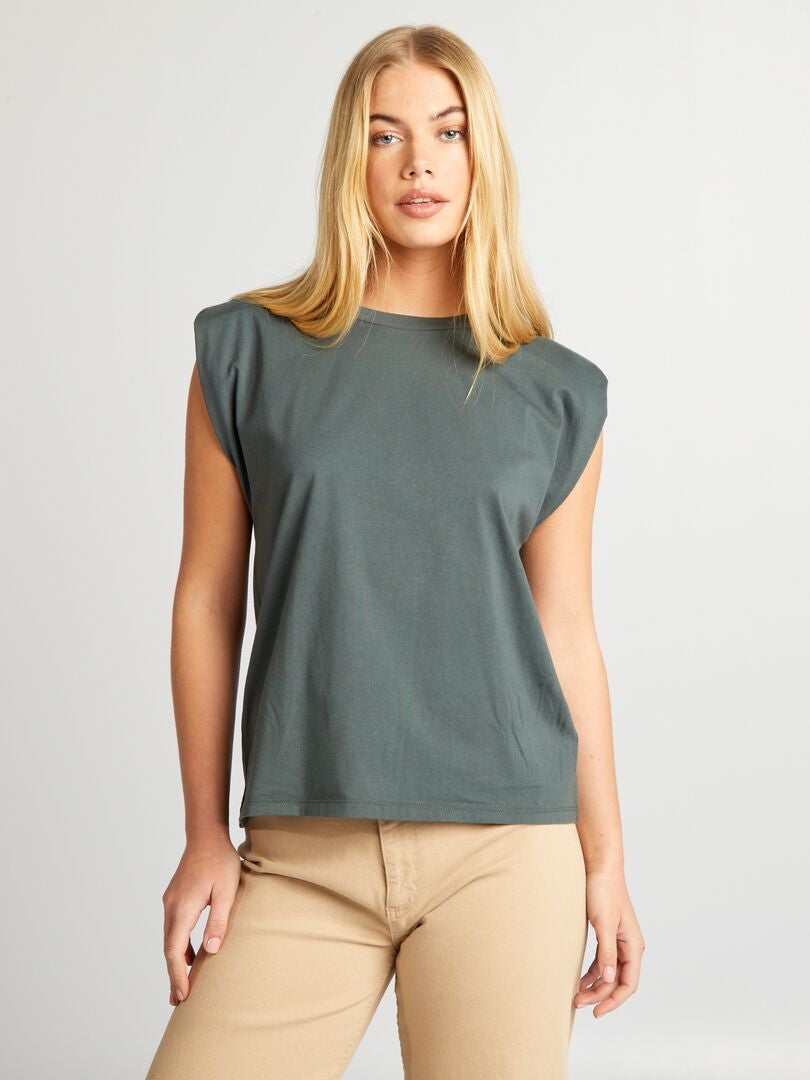 Camiseta con hombreras - VERDE