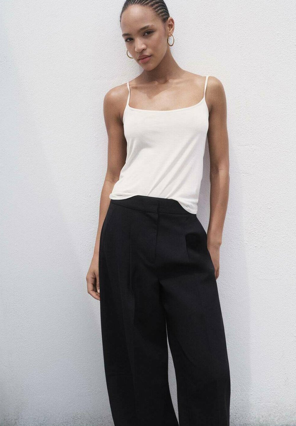 Mango geplooide wijde broek - zwart