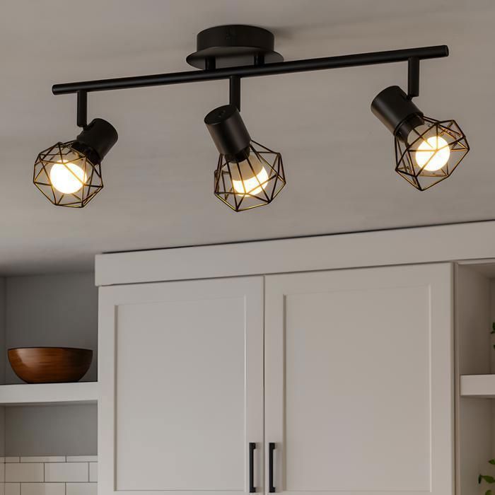 Plafonnier - NETTLIFE - 3 lampes - Orientable 350° - Métal noir - E14