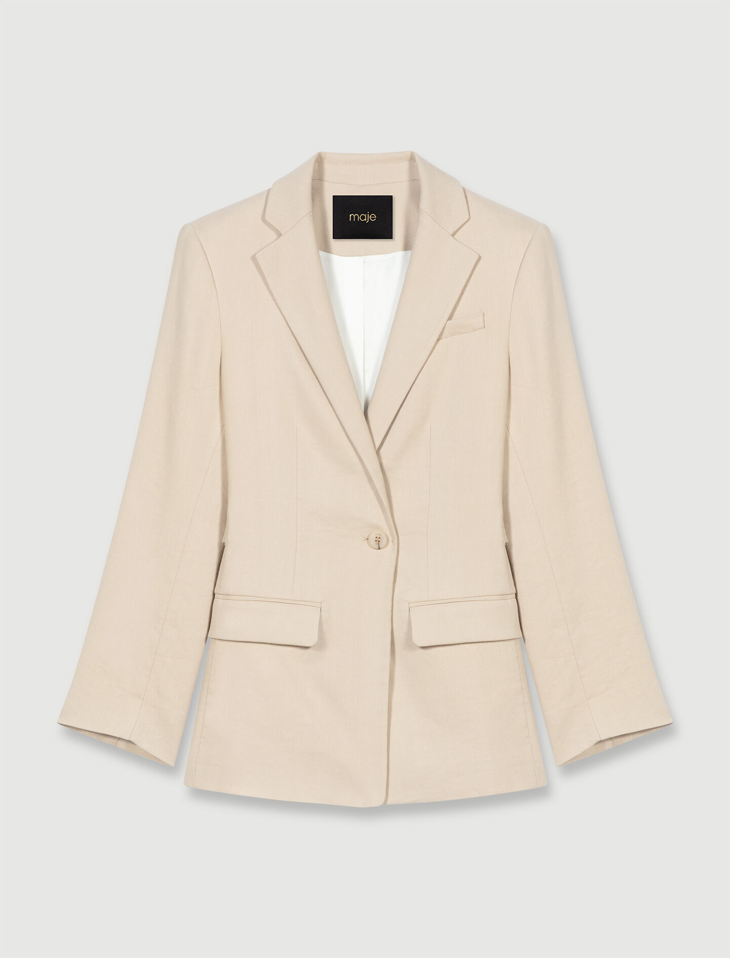 Beige linnenmix jas