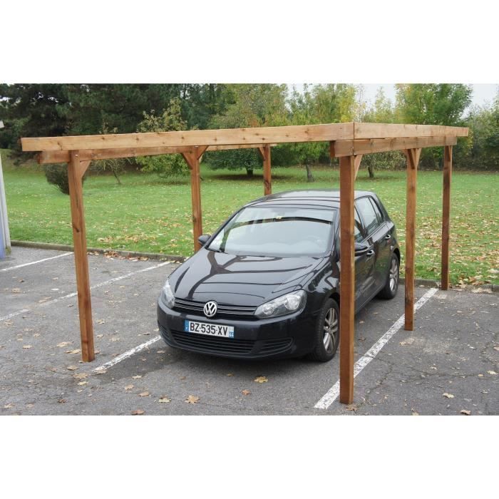 Carport en bois massif Delahaye - CHALET & JARDIN - Rectangulaire - Autoclave classe III - 305x500x253 cm