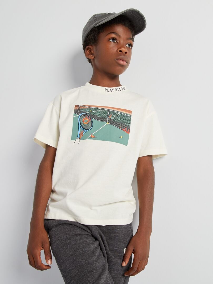 Camiseta de tênis de manga curta - BEGE