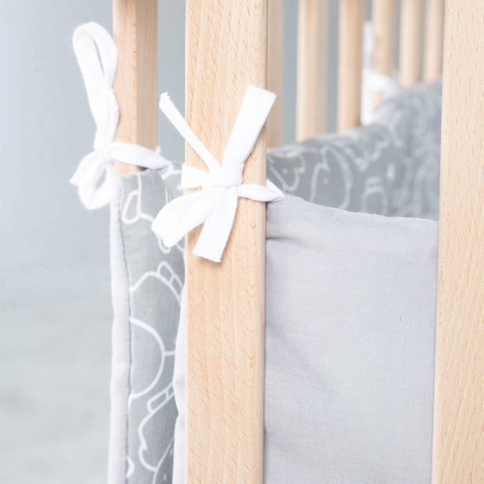 Alfombra para corralito de bebé - ROBA - miffy® - Protector de corralito con base y bordes con estampado de conejos - Gris/Blanco