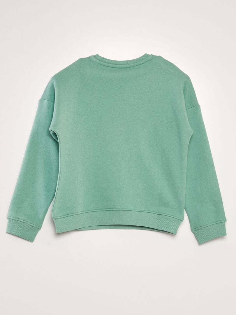 Sweatshirt van French terry met bouclé-print - GROEN