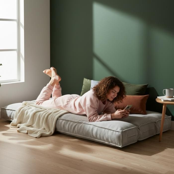 Futon com capa removível - 90 x 190 cm - Bananair - Cinza claro