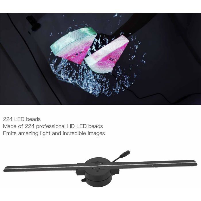 3D-Hologramm-Ventilator – STAMPED – 224 LEDs – 3D-Effekte – Integriertes WLAN – 2000 x 224 Pixel Auflösung – Tragbar