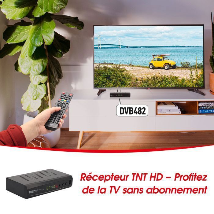 Decodificador y grabador de televisión digital terrestre (TDT) HD - Sintonizador dual - Full HD 1080p - Reproductor multimedia August - DVB482 -