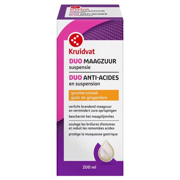 „Kruidvat Antacid Duo“ suspensija, 200 ml<br>Medicinos prietaisas - 200 ml