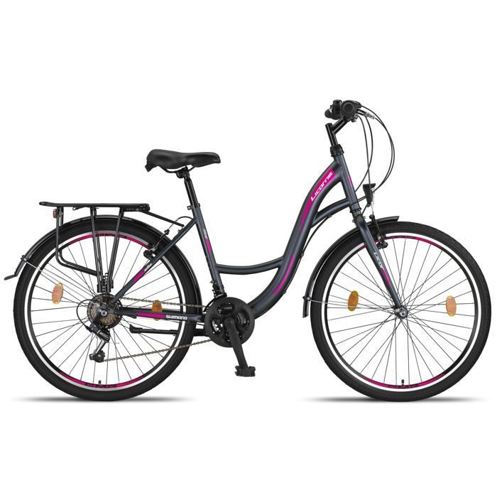 Licorne Bike Stella Premium City Bike 24, 26 and 28 inch – Dutch bike, Boy [26, Anthracite]