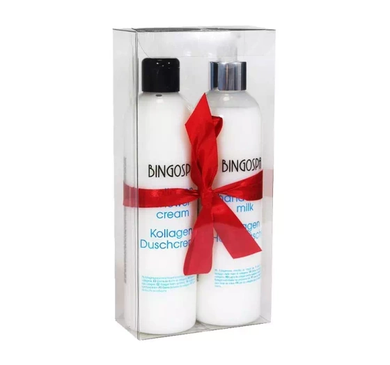 BingoSpa zestaw Kolagenowy Blask śmietanka pod prysznic 300 ml   mleczko do mycia rąk 300 ml