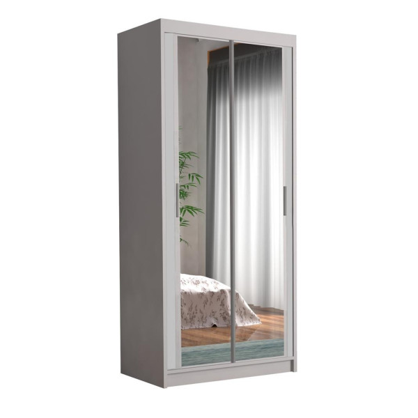 Szafa przesuwna z lustrem CHARLOTTE MINI 90 / biały   biały