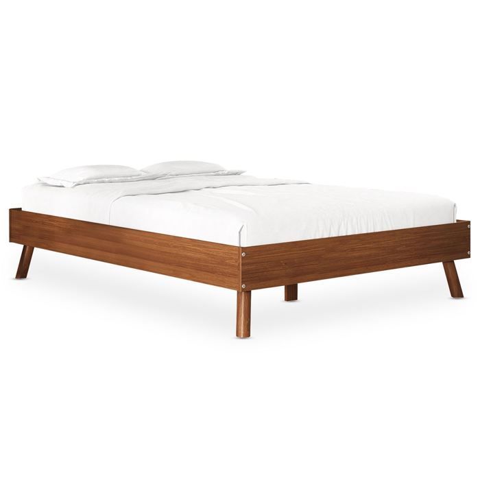 Cama futón doble KARRI para adultos, 140 x 190 cm, 2 plazas, madera maciza, color castaño.