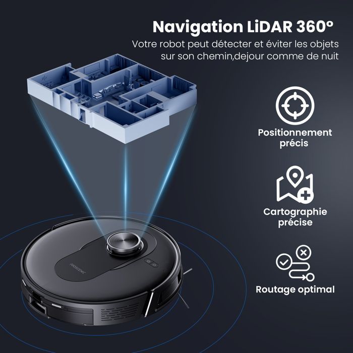 PROSCENIC Q8 Max+ Robotstofzuiger en -dweil - 10000 Pa - 4L zelfledigend laadstation - 200 min looptijd - LDS-navigatie - APP/Alexa/IFTTT