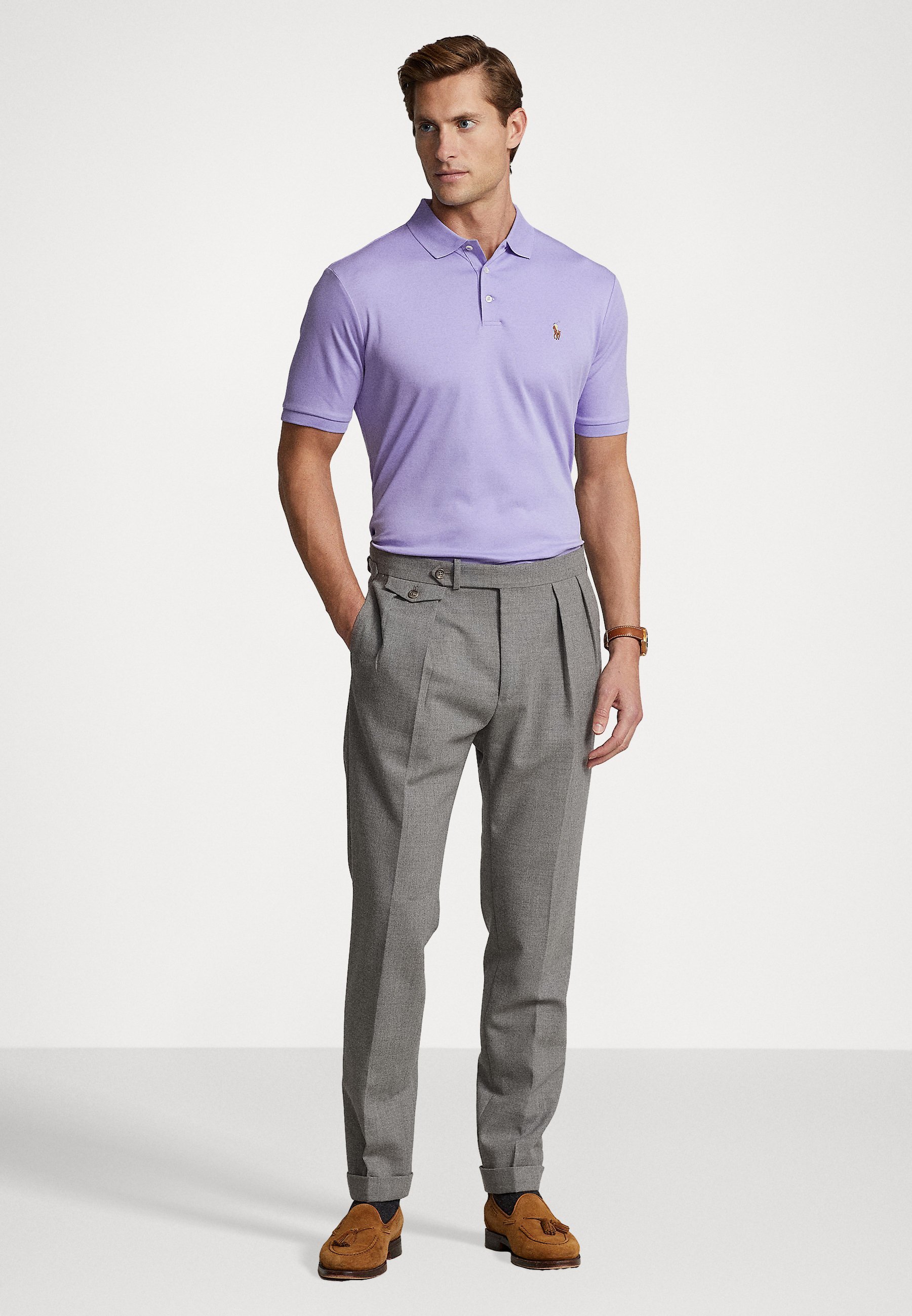 CUSTOM SLIM FIT SOFT COTTON POLO SHIRT - Polokošile - black