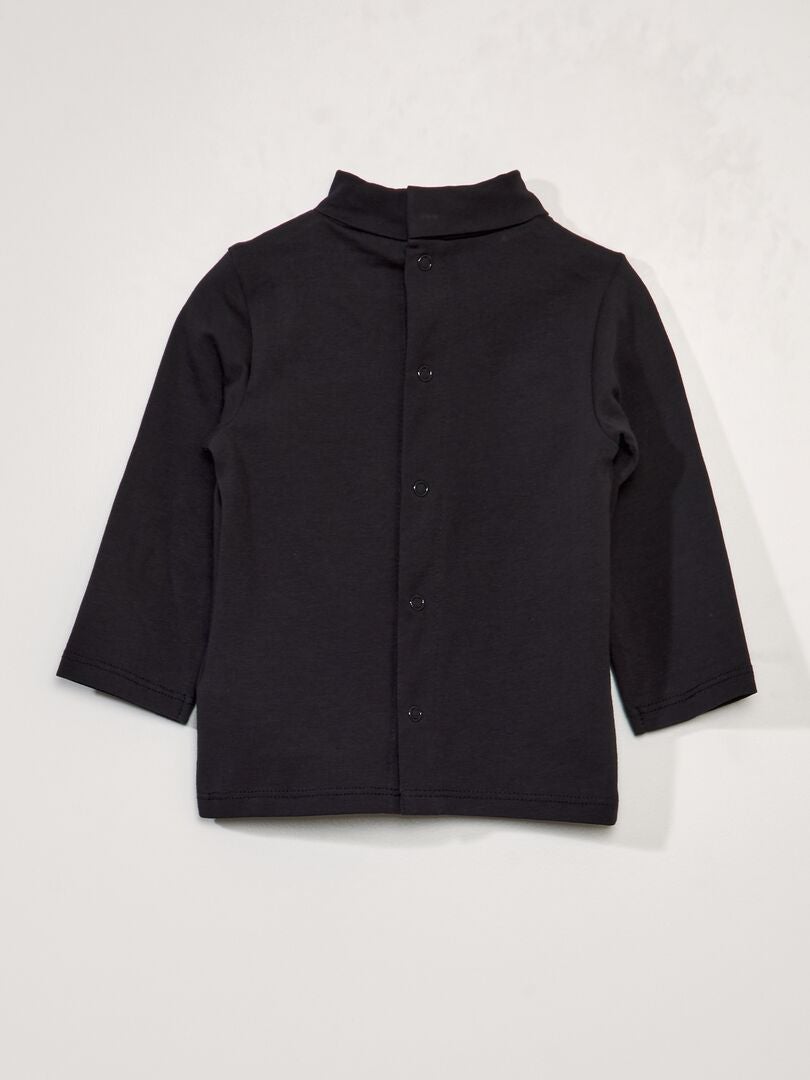 Jersey T-shirt met applicatie - ZWART