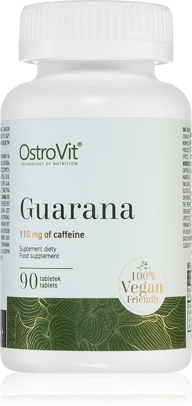 OstroVit Guarana voedingssupplementtabletten voor het verbeteren van geheugen, mentale prestaties en gewichtsbeheersing.