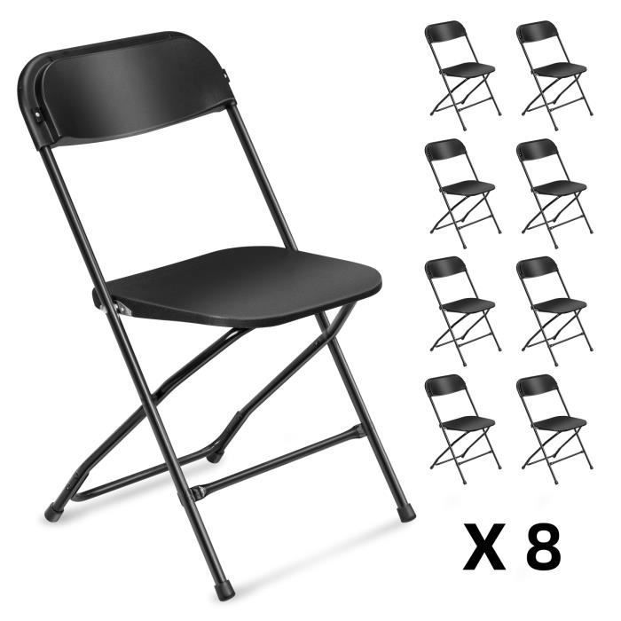 Set di 8 sedie pieghevoli da reception FCH - 45*45*80 cm - Nero