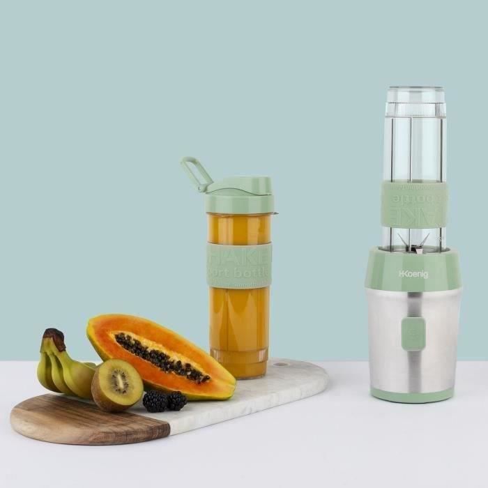Mini blender - H.KOENIG - SMOO18 - 300 W - 570 mL - Pastel green - 2 bottles included - BPA free