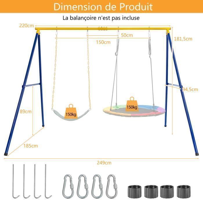 COSTWAY Ronde Vogelnest Schommelset Ø100CM, 1,2m Veiligheidsgordel voor Kinderen, 300KG Draagvermogen, 2 Bevestigingsmethoden
