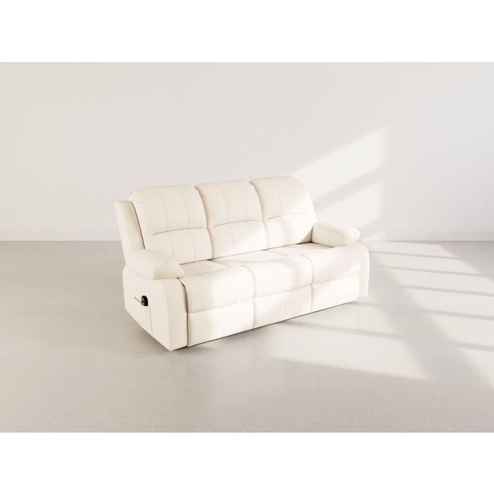 Armand – 3-Sitzer-Elektrosofa mit Relaxfunktion in Kunstleder – Beige
