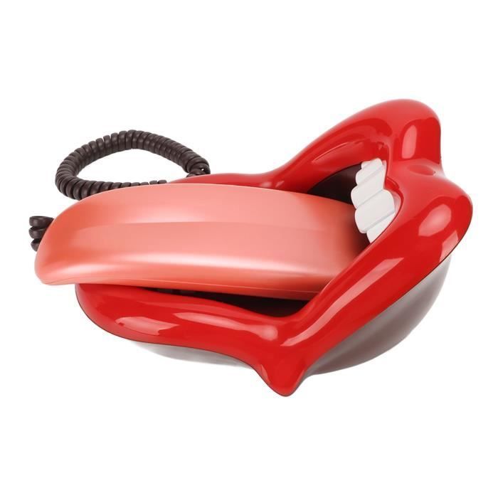 Teléfono fijo Vvikizy con forma de lengua grande, bonito teléfono con cable con forma de lengua grande.