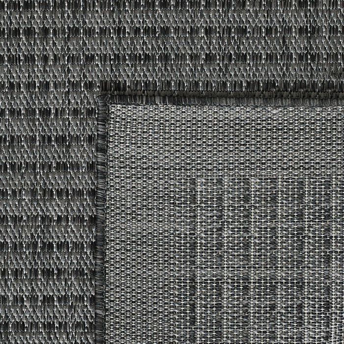 Tapis d'extérieur 200x290 cm Noir Tapis balcon cuisine et terrasse unicolore en tissage plat résistant aux intempéries