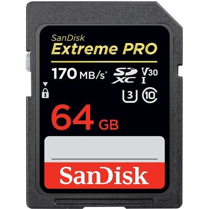 SanDisk Extreme Pro SDHC SDXC UHS-I Class 10 170MB SD Card - 64GB Memory Card
