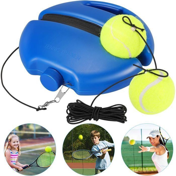 Kit d'entraînement de tennis, base d'équipement d'entraînement de tennis avec cordon et 3 balles de rebond