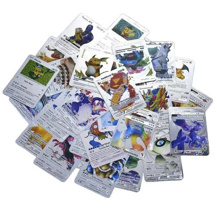 Cartas coleccionables - POKÉMON - Serie VMAX GX - Dragón Escupefuego - 55 cartas - PVC plateado