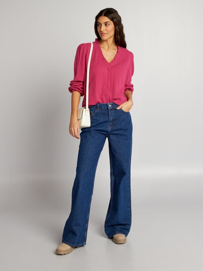 Blusa de gasa de algodón - ROSA