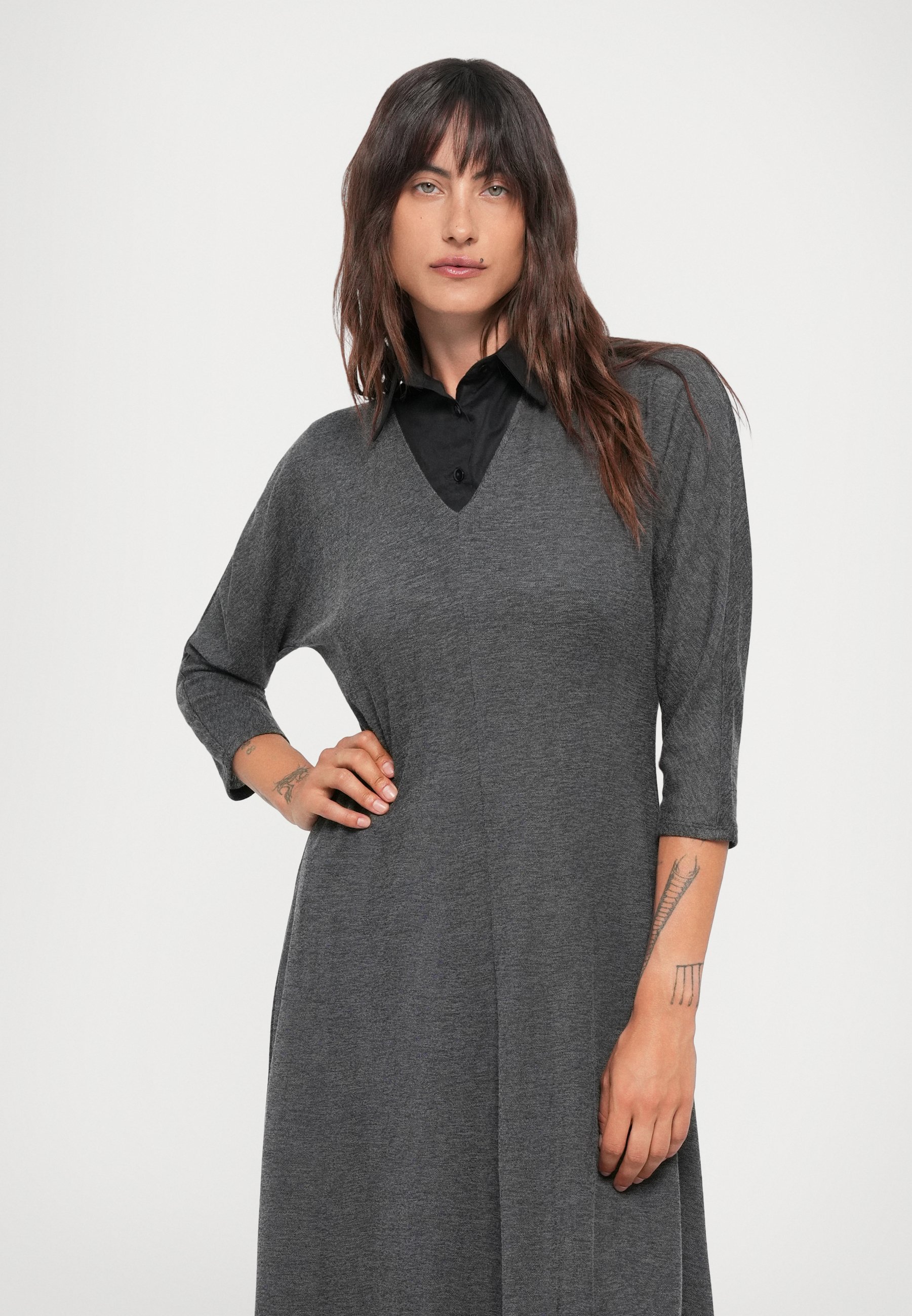 Proenza Schouler White Label LIVIA JURK - Jersey jurk - antraciet melange