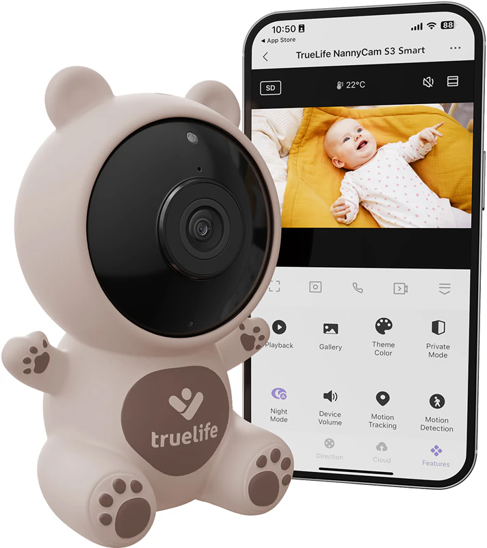 Câmera de vídeo digital inteligente para bebês TrueLife NannyCam S3