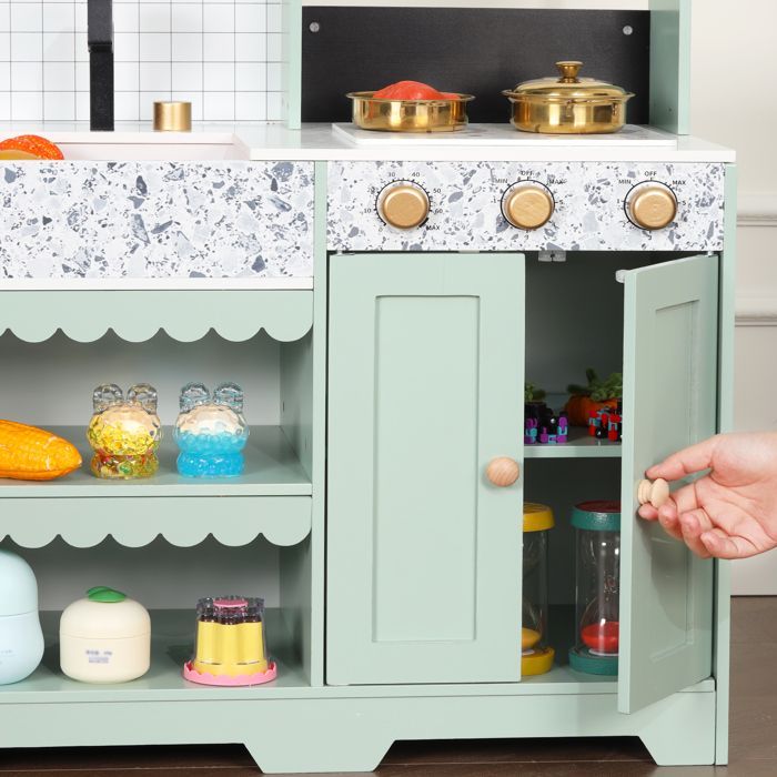 Cuisine Enfant,Cuisine Jouet Multifonctionnelle Équipée d’Accessoires de Cuisine,30x90x98cm