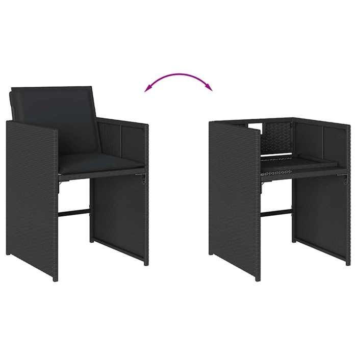 Ensemble à manger de jardin - vidaXL - 7 pièces - Résine tressée - Noir - 165x106x73 cm (table) - 50,5x50x79 cm (chaise)