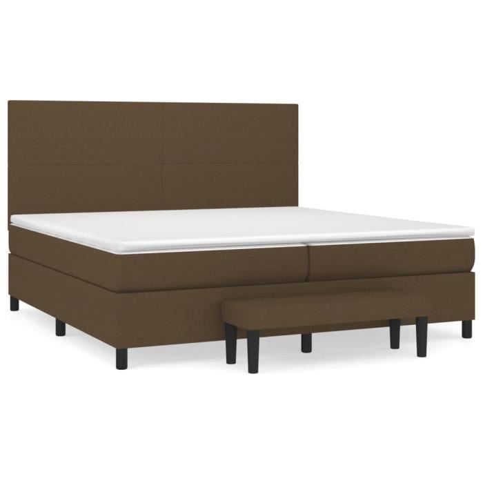 Base de cama tapizada con colchón y sobrecolchón, marrón oscuro, 200x200 cm - MOTHINESSTO LY3208