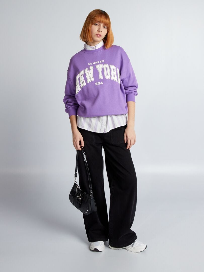 Sudadera polar estampada - MORADA