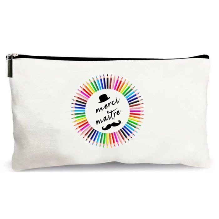trousse beige merci maître cadeau fait main merci école