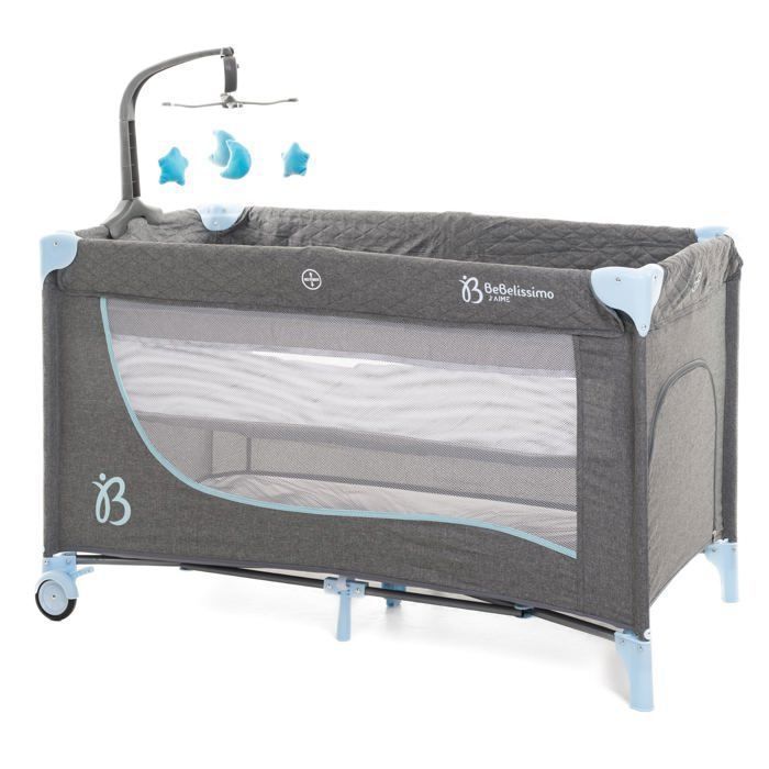 BEBELISSIMO - Baby travel cot - baby crib - from birth - Nighttime - folding bed - 2 levels - blue