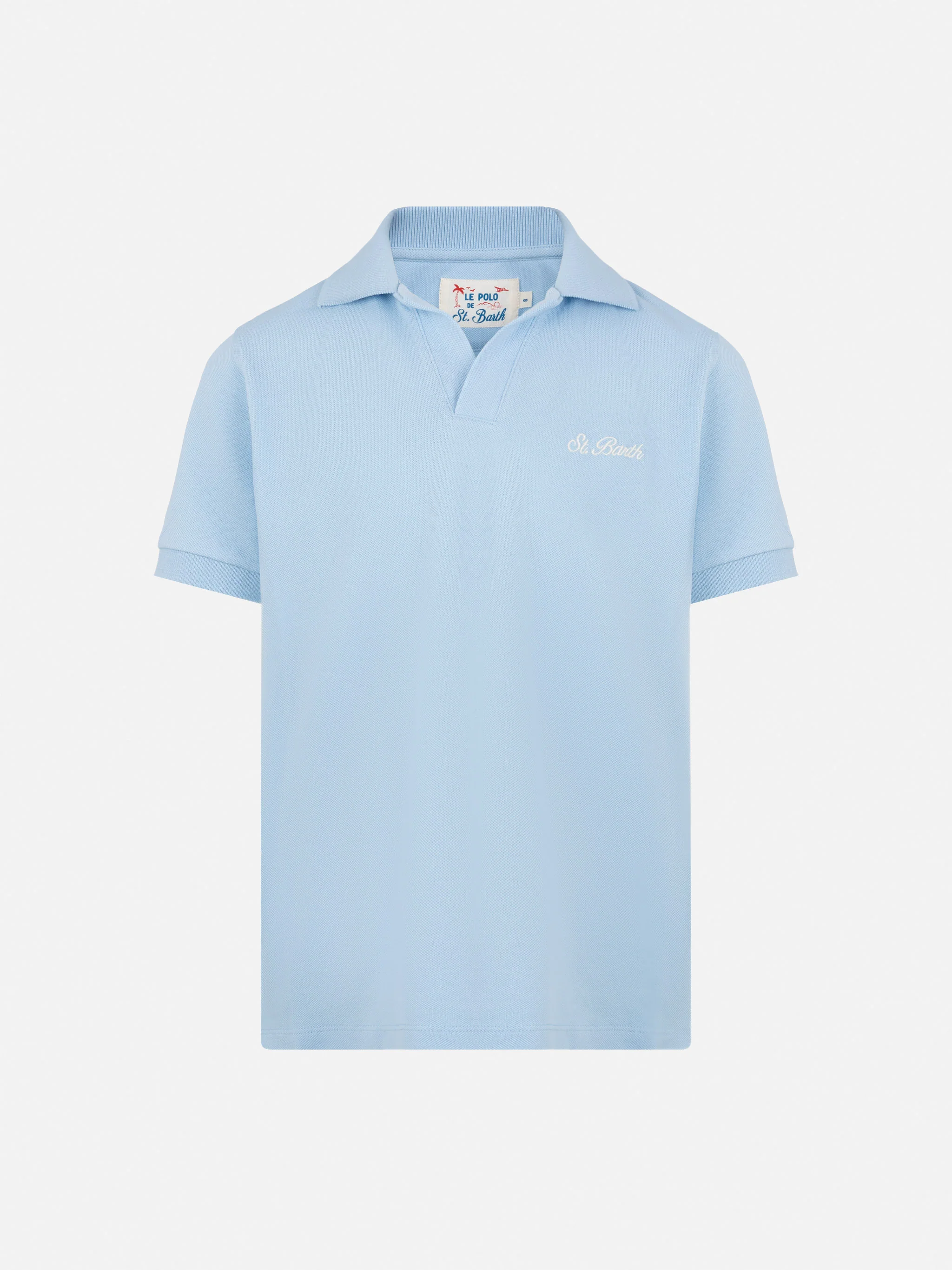 Charles Jr poloshirt in lichtblauw katoenpiqué