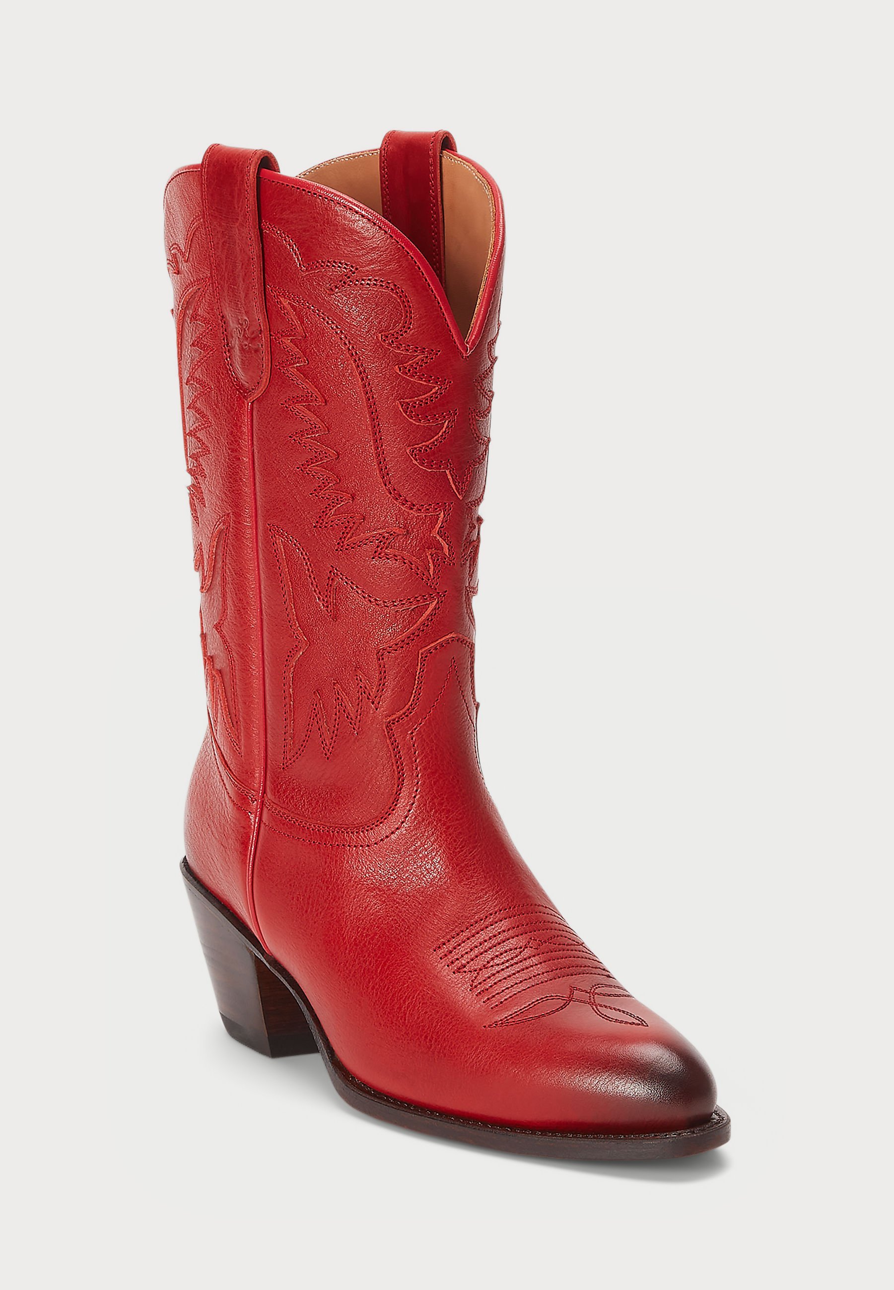 Bottes de cowboy en cuir Polo Ralph Lauren - Bottes de motard - rubis foncé