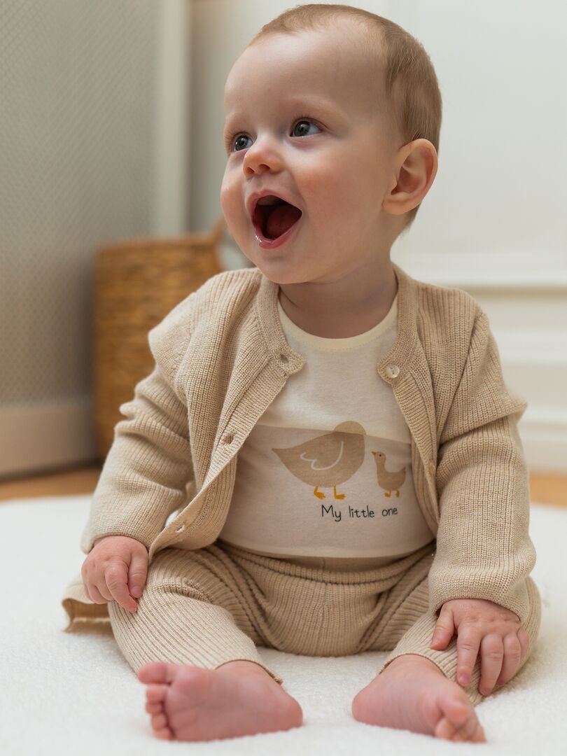 Bodysuit + legging + vest set - WIT