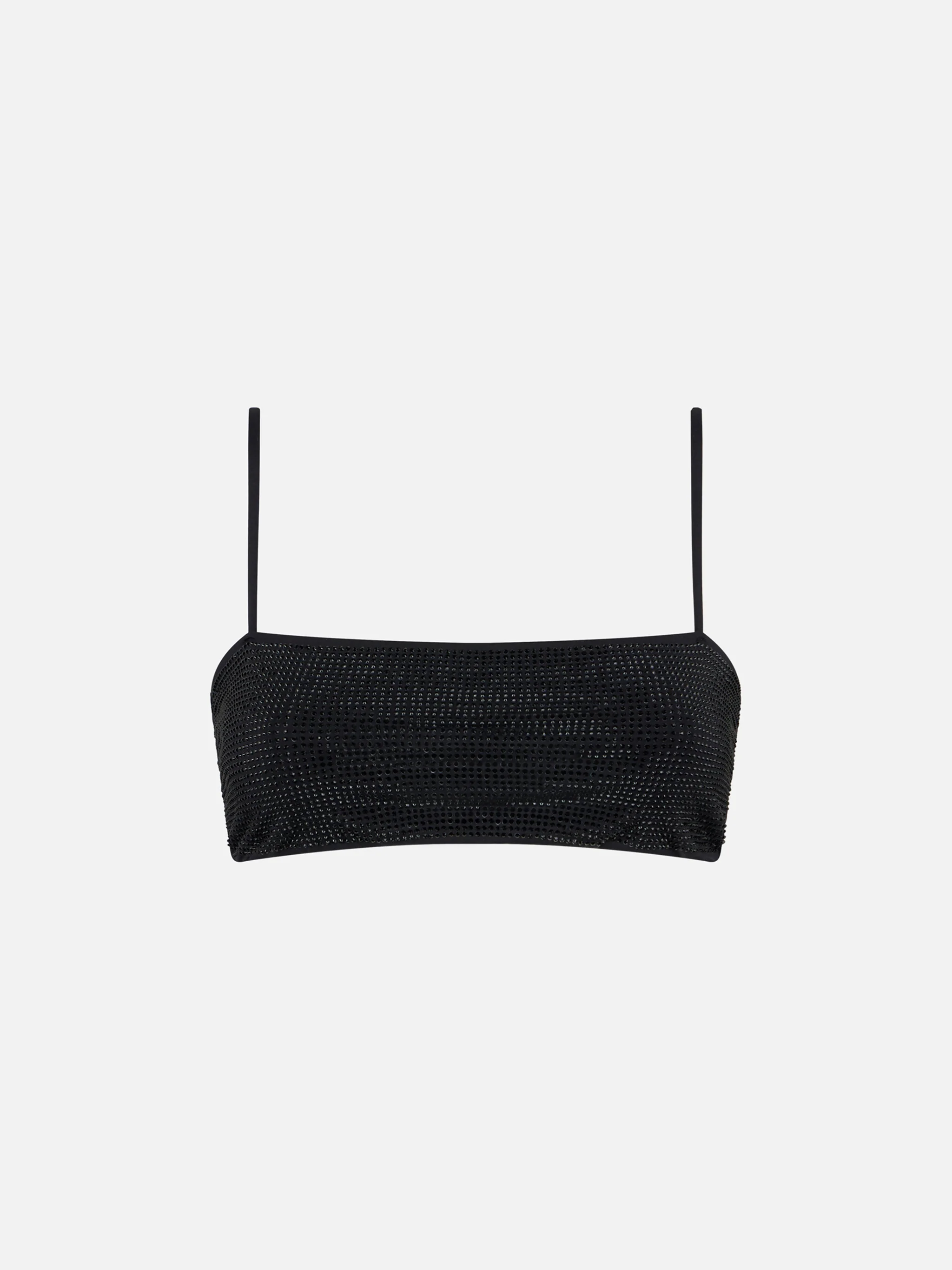 Top bandeau negro para mujer con pedrería.