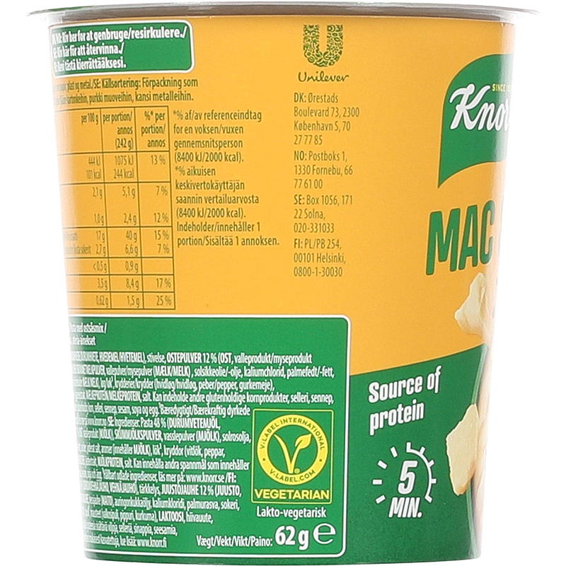 Knorr Pasta snackbeker 60 g Mac & cheese Knorr