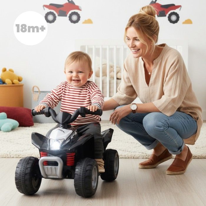 Honda H3 TRX elektrisk firhjuling for barn - 18 til 36 måneder - 6V 4.5Ah - LED-lys - lydsignal - svart