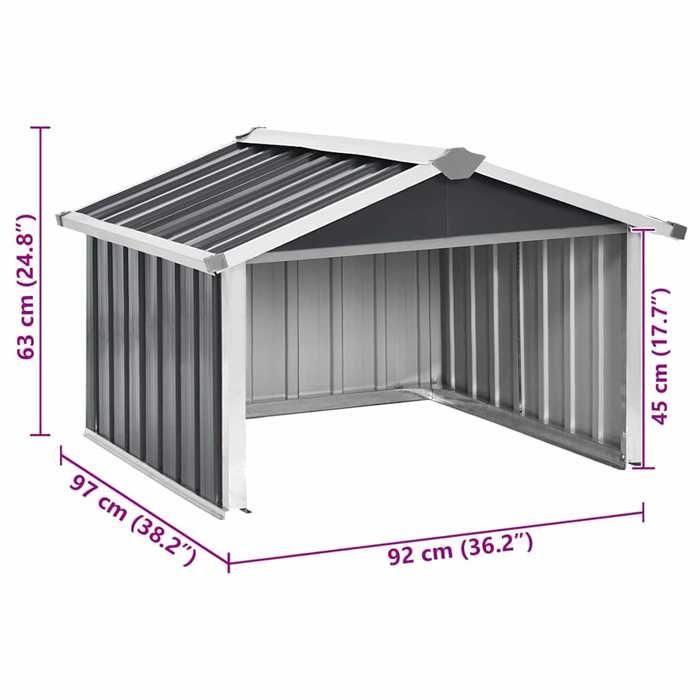 Refugio vidaXL para robot cortacésped, acero galvanizado, antracita, 92x97x63 cm, almacenamiento exterior 150909